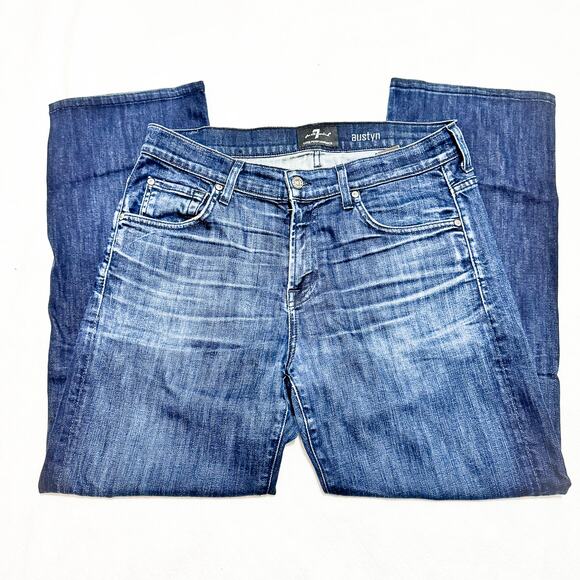 7 For All Mankind Men's Austyn Dark Wash Denim Jeans Zip Fly Size 34 - Picture 4 of 8